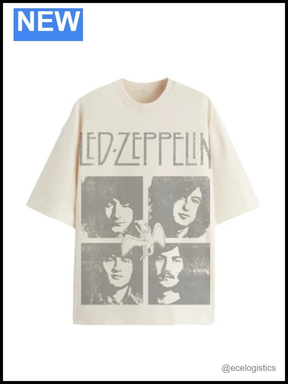 Unisex Oversized 4 Portrait Band T-Shirt - 100% Cotton Crew Neck